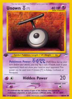 Unown [T] 88/105 Common card from Neo Destiny
