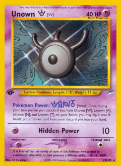 Unown [W] 29/105 Rare card from Neo Destiny