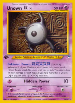 Unown [X] 30/105 Rare card from Neo Destiny