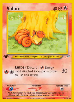 Vulpix 91/105 Common card from Neo Destiny