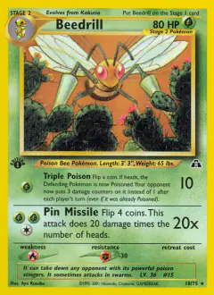 Beedrill 18/75 Rare card from Neo Discovery