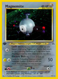 Magnemite 7/75 Rare Holo card from Neo Discovery