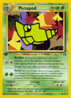 Metapod 42/75 Uncommon card from Neo Discovery