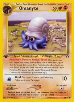 Omanyte 60/75 Common card from Neo Discovery