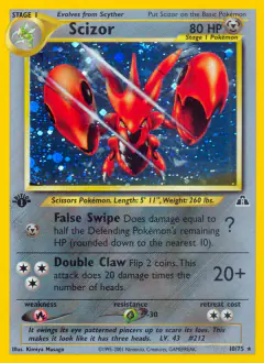 Scizor 10/75 Rare Holo card from Neo Discovery