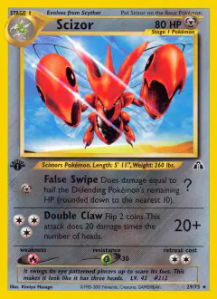 Scizor 29/75 Rare card from Neo Discovery