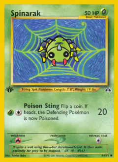 Spinarak 64/75 Common card from Neo Discovery