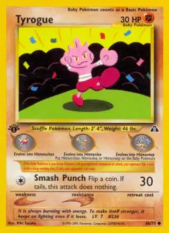 Tyrogue 66/75 Common card from Neo Discovery