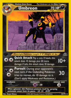 Umbreon 32/75 Rare card from Neo Discovery