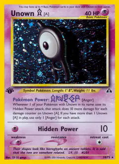 Unown [A] 14/75 Rare Holo card from Neo Discovery
