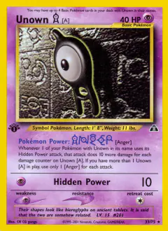 Unown [A] 33/75 Rare card from Neo Discovery