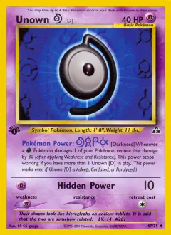 Unown [D] 47/75 Uncommon card from Neo Discovery