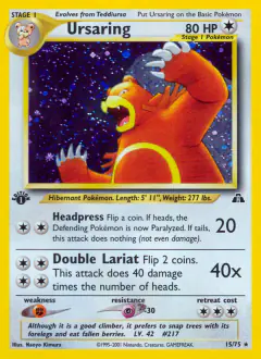 Ursaring 15/75 Rare Holo card from Neo Discovery