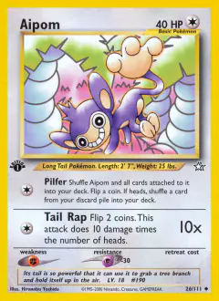 Aipom 26/111 Uncommon card from Neo Genesis