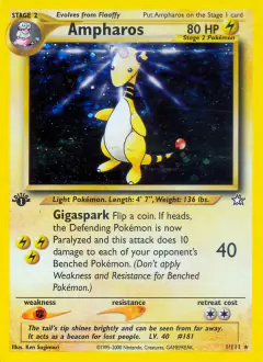 Ampharos 1/111 Rare Holo card from Neo Genesis