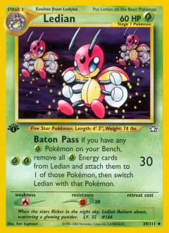 Ledian 39/111 Uncommon card from Neo Genesis