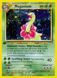 Meganium 11/111 Rare Holo card from Neo Genesis