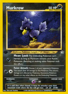 Murkrow 24/111 Rare card from Neo Genesis