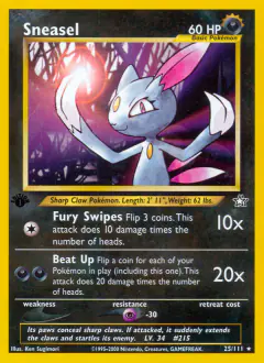 Sneasel 25/111 Rare card from Neo Genesis
