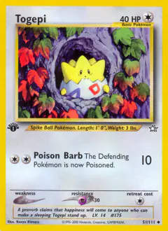 Togepi 51/111 Uncommon card from Neo Genesis