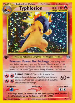 Typhlosion 17/111 Rare Holo card from Neo Genesis