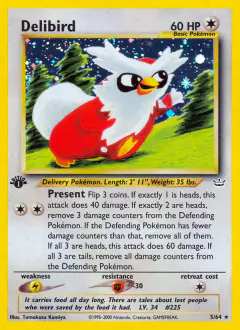 Delibird 5/64 Rare Holo card from Neo Revelation