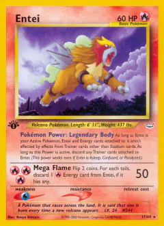 Entei 17/64 Rare card from Neo Revelation