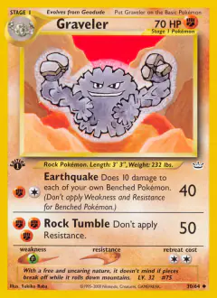 Graveler 30/64 Uncommon card from Neo Revelation