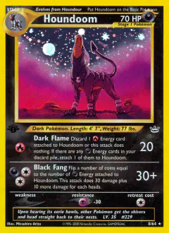 Houndoom 8/64 Rare Holo card from Neo Revelation