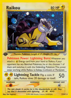 Raikou 13/64 Rare Holo card from Neo Revelation
