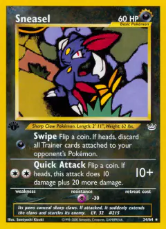 Sneasel 24/64 Rare card from Neo Revelation