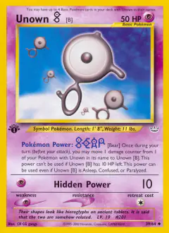 Unown [B] 39/64 Uncommon card from Neo Revelation