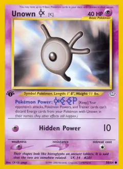 Unown [K] 58/64 Common card from Neo Revelation