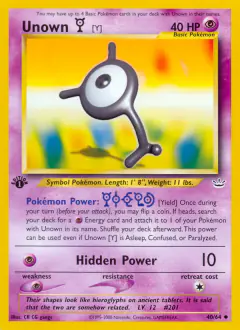 Unown [Y] 40/64 Uncommon card from Neo Revelation