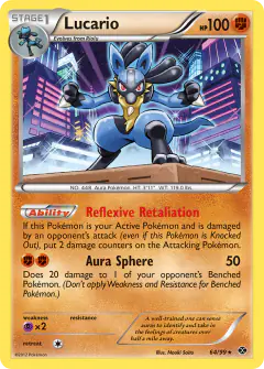 Lucario 64/99 Rare Holo card from Next Destinies