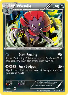 Weavile 70/99 Rare card from Next Destinies