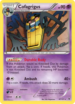 Cofagrigus 47/101 Rare card from Noble Victories