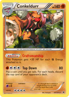 Conkeldurr 64/101 Rare Holo card from Noble Victories
