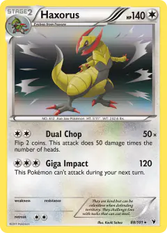 Haxorus 88/101 Rare Holo card from Noble Victories