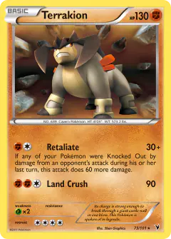 Terrakion 73/101 Rare Holo card from Noble Victories