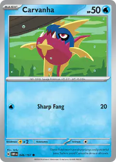Carvanha 046/197 Common card from Obsidian Flames