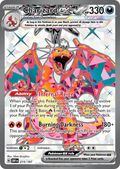 Charizard ex 215/197 Ultra Rare card from Obsidian Flames