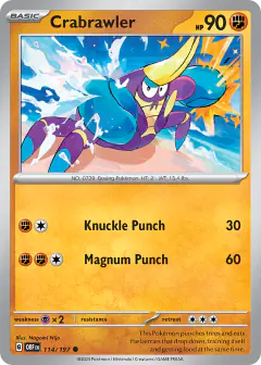 Crabrawler 114/197 Common card from Obsidian Flames