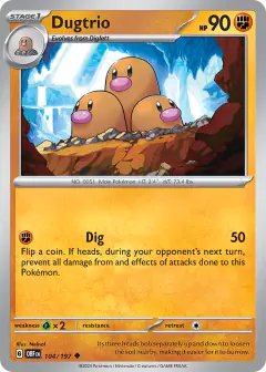 Dugtrio 104/197 Uncommon card from Obsidian Flames