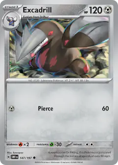 Excadrill 147/197 Uncommon card from Obsidian Flames