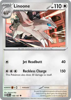 Linoone 168/197 Uncommon card from Obsidian Flames
