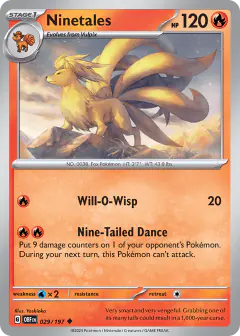 Ninetales 029/197 Uncommon card from Obsidian Flames