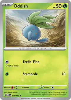 Oddish 001/197 Common card from Obsidian Flames