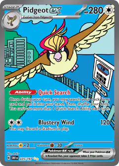 Pidgeot ex 225/197 Special Illustration Rare card from Obsidian Flames