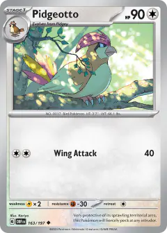 Pidgeotto 163/197 Uncommon card from Obsidian Flames